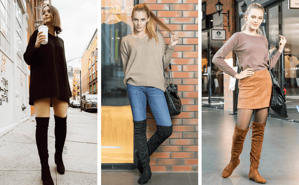 Women’s Flat Thigh High Boots Grey Faux Suede Wide Calf Over Knee Boots 8.5 9.5