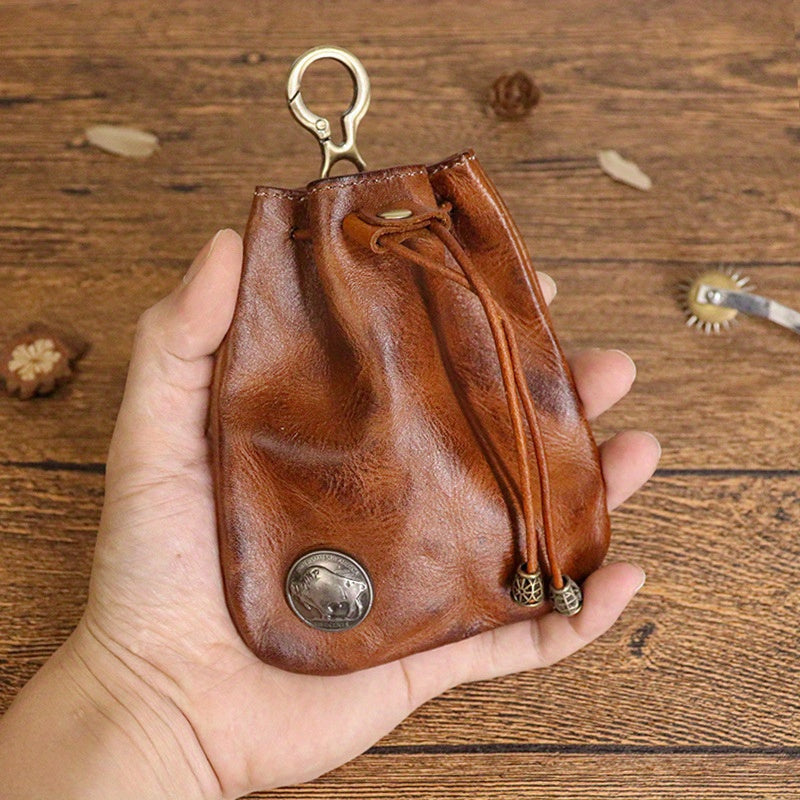 Mini Viking Sporran Coin Purse Keychain Top-Grain Leather Waist Bag 1pc
