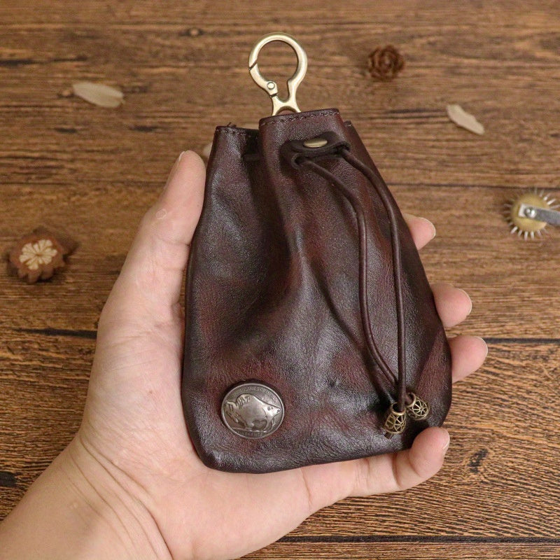 Mini Viking Sporran Coin Purse Keychain Top-Grain Leather Waist Bag 1pc
