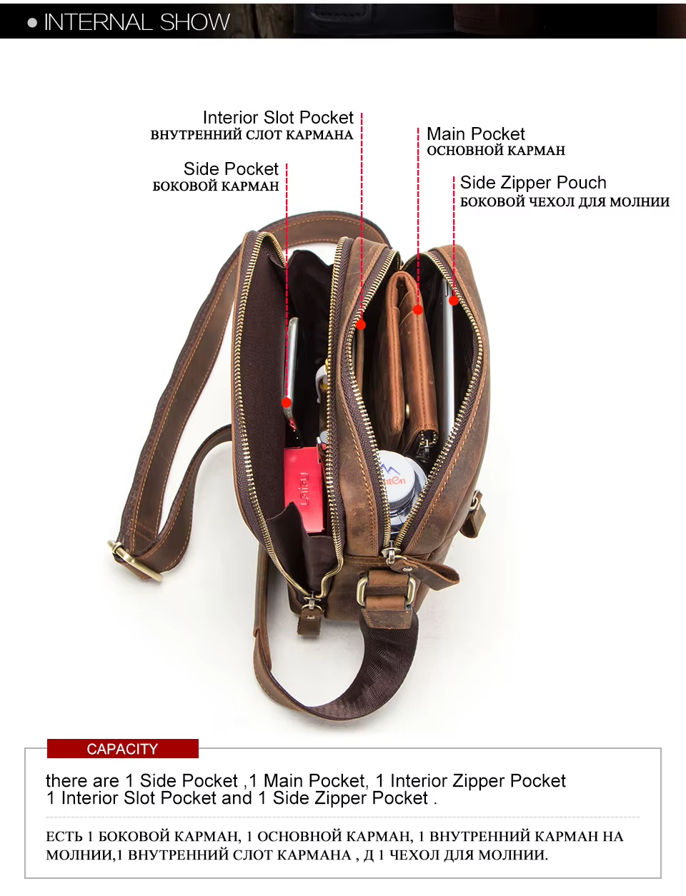 Men's Genuine Leather Messenger Bag Vintage Crossbody Shoulder Bag for iPad Mini
