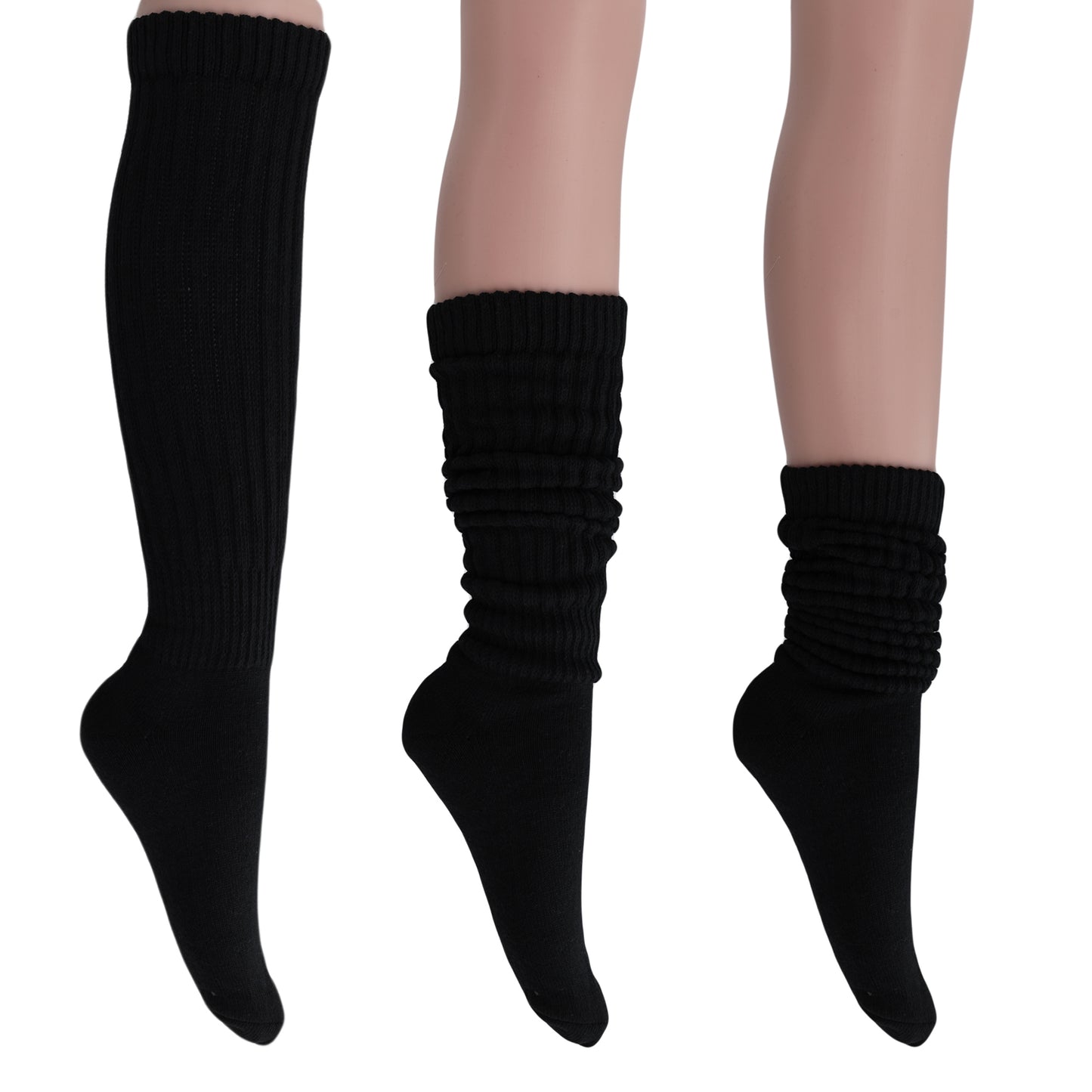 Women's Extra Long Slouch Socks – 6 Pairs, Size 5-10, Soft Cotton, Retro Style