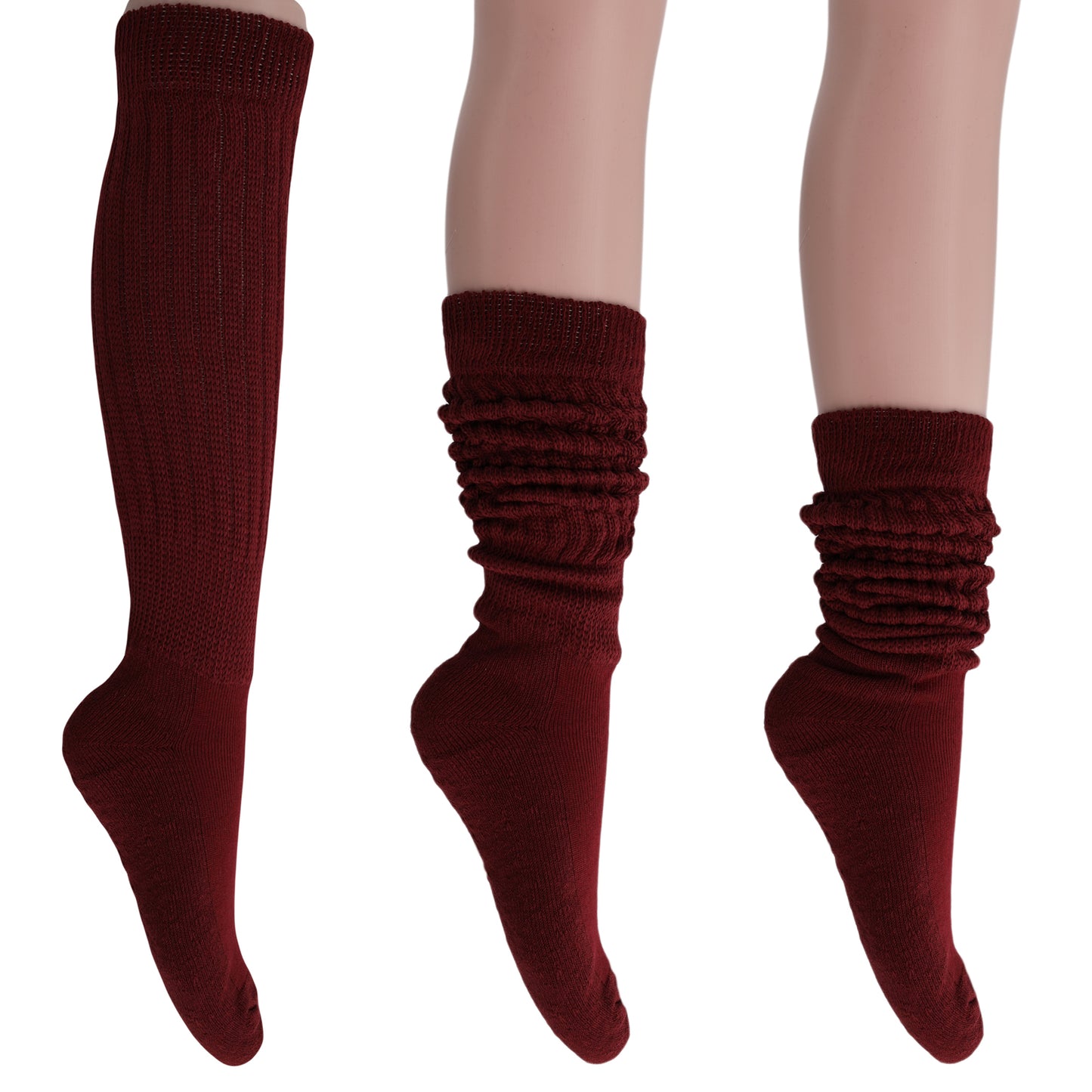 Women's Extra Long Slouch Socks – 6 Pairs, Size 5-10, Soft Cotton, Retro Style
