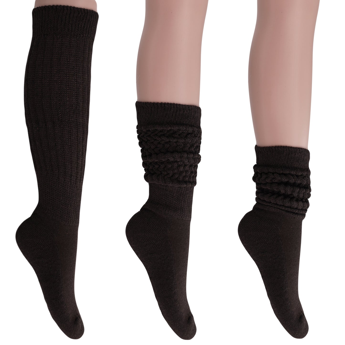 Women's Extra Long Slouch Socks – 6 Pairs, Size 5-10, Soft Cotton, Retro Style