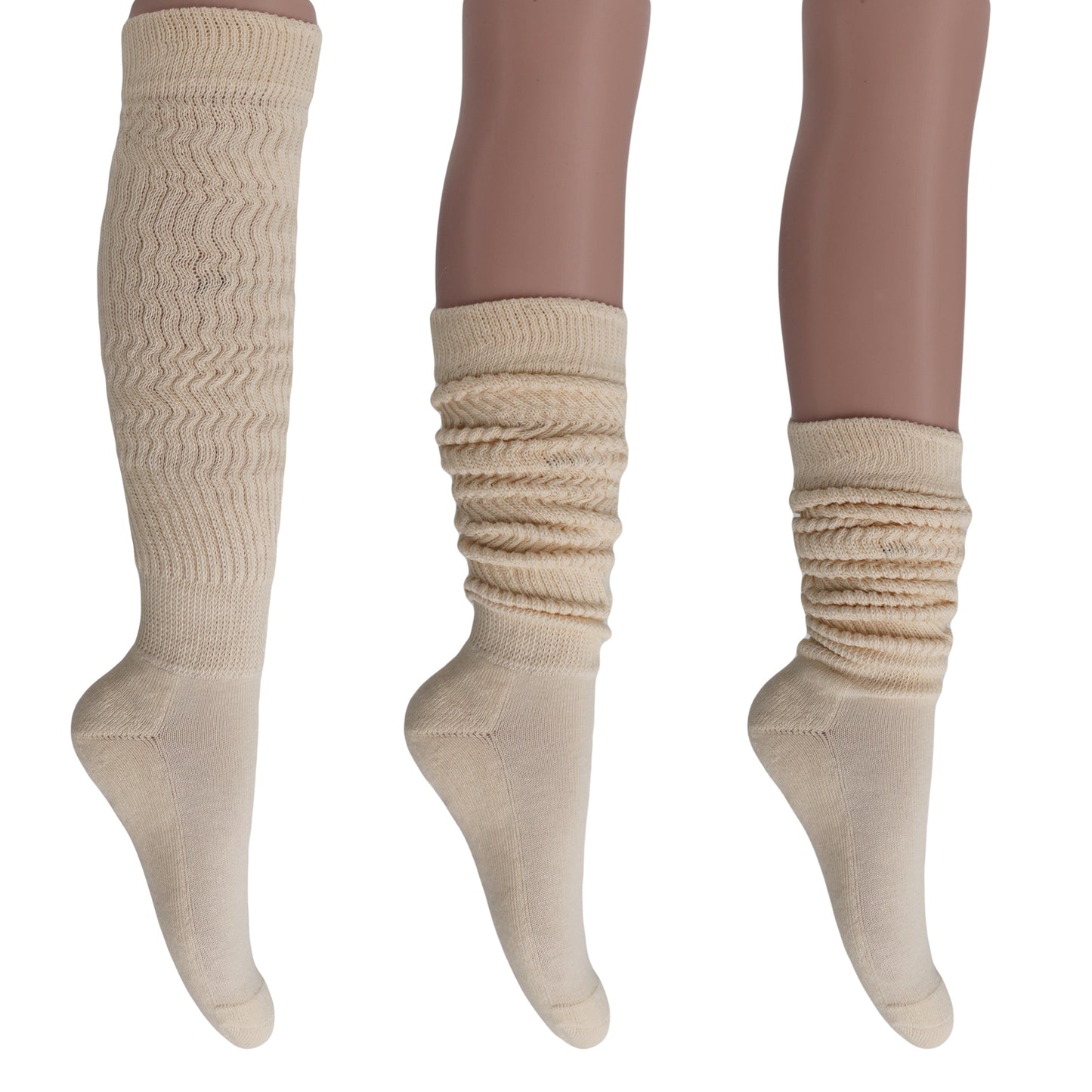 Women's Extra Long Slouch Socks – 6 Pairs, Size 5-10, Soft Cotton, Retro Style