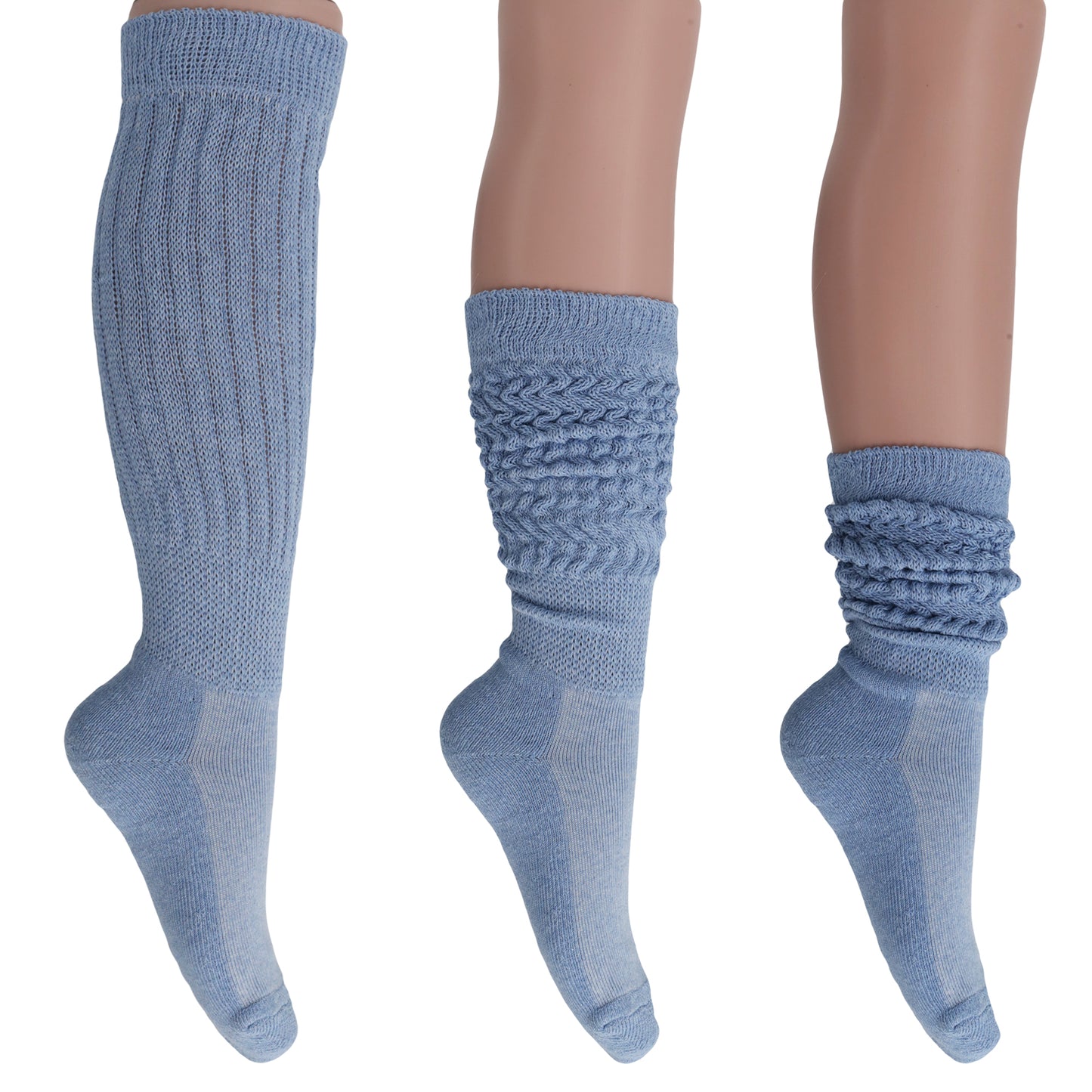 Women's Extra Long Slouch Socks – 6 Pairs, Size 5-10, Soft Cotton, Retro Style