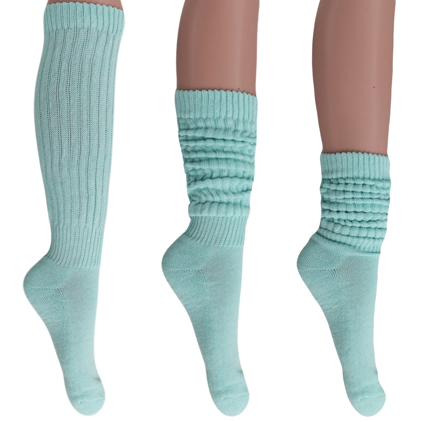 Women's Extra Long Slouch Socks – 6 Pairs, Size 5-10, Soft Cotton, Retro Style