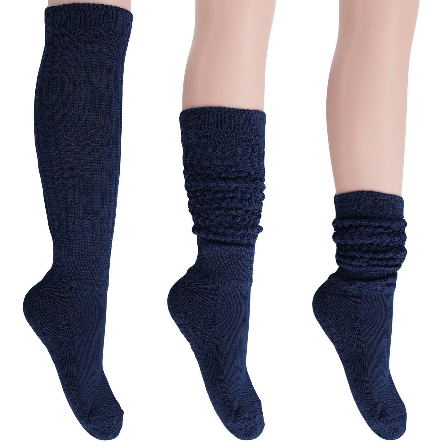 Women's Extra Long Slouch Socks – 6 Pairs, Size 5-10, Soft Cotton, Retro Style