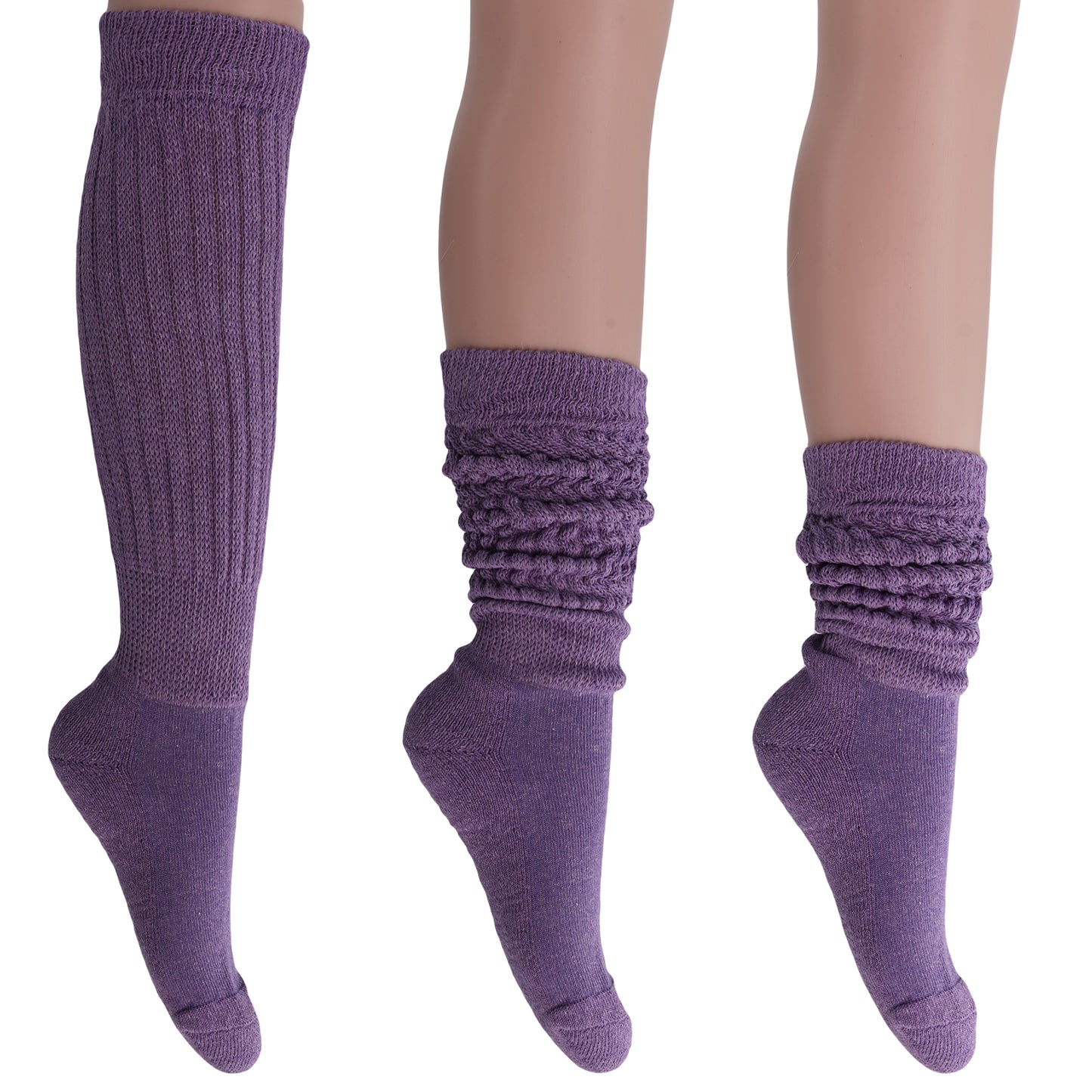 Women's Extra Long Slouch Socks – 6 Pairs, Size 5-10, Soft Cotton, Retro Style