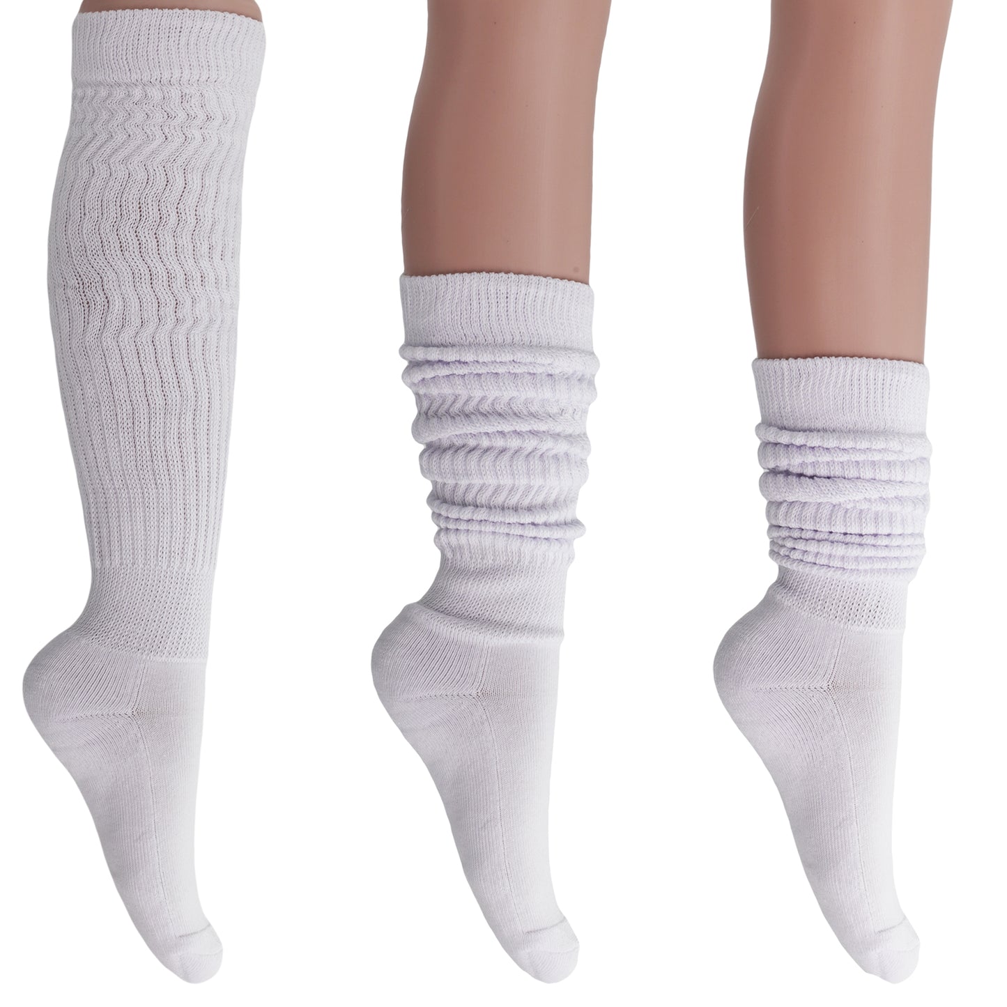 Women's Extra Long Slouch Socks – 6 Pairs, Size 5-10, Soft Cotton, Retro Style