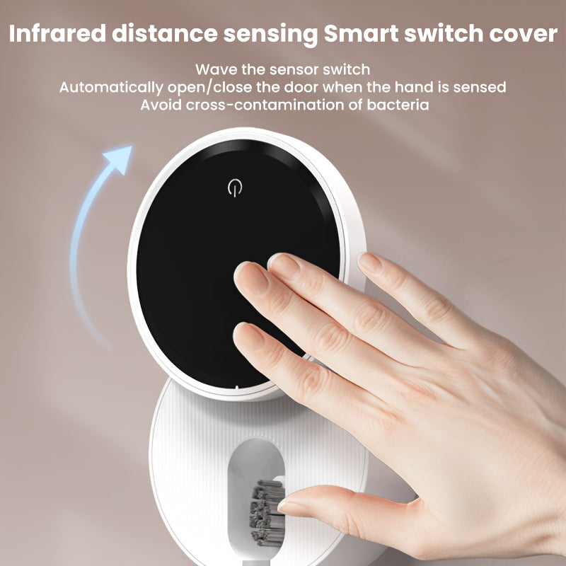Smart Toothbrush Dryer Wall Mount USB LED Display Rotating Sterilizer ABS White