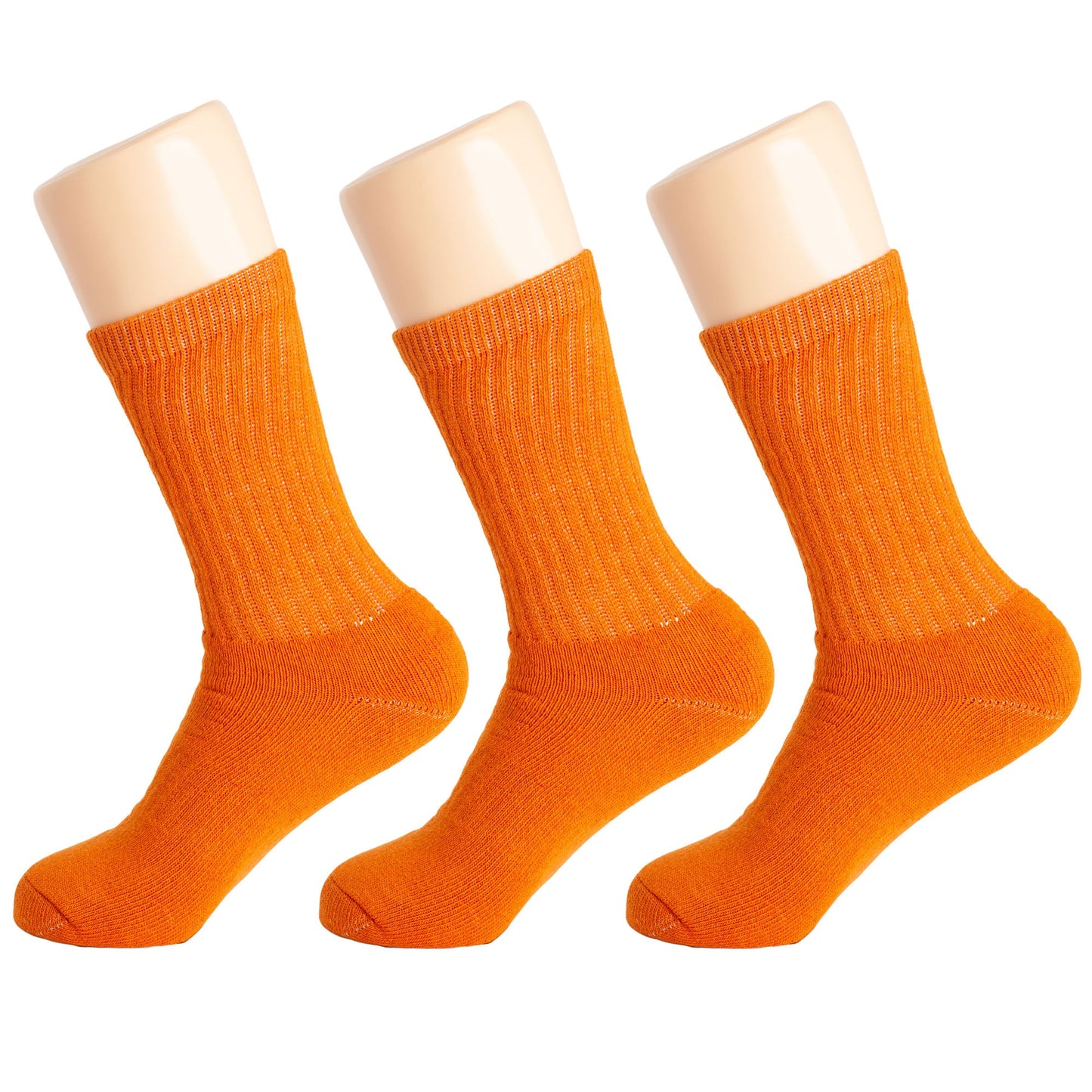 Orange Crew Socks for Women 3 Pack – Soft Cotton, Size 5-10, Fall Halloween Wear