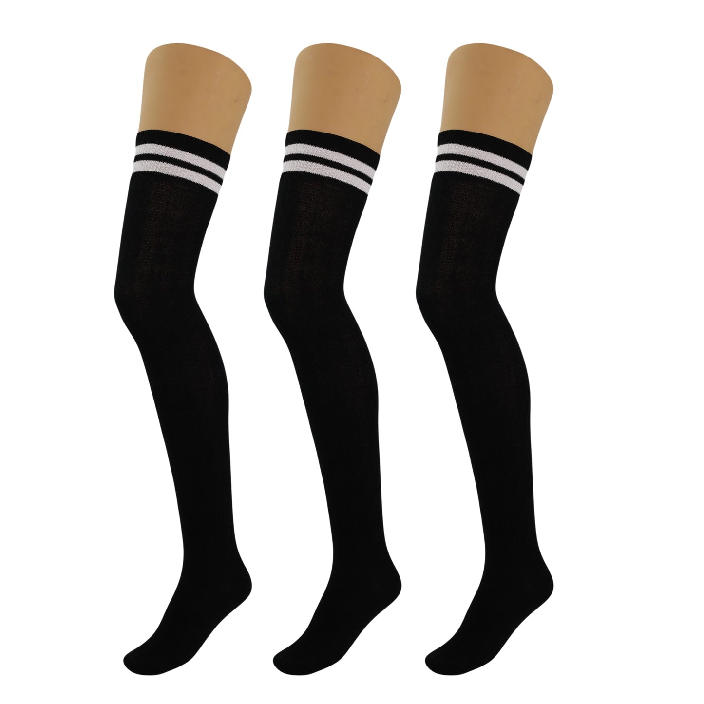 3 Pairs Women’s Over Knee Socks Warm Stretchy Knit Boot Stockings US Size 5-10