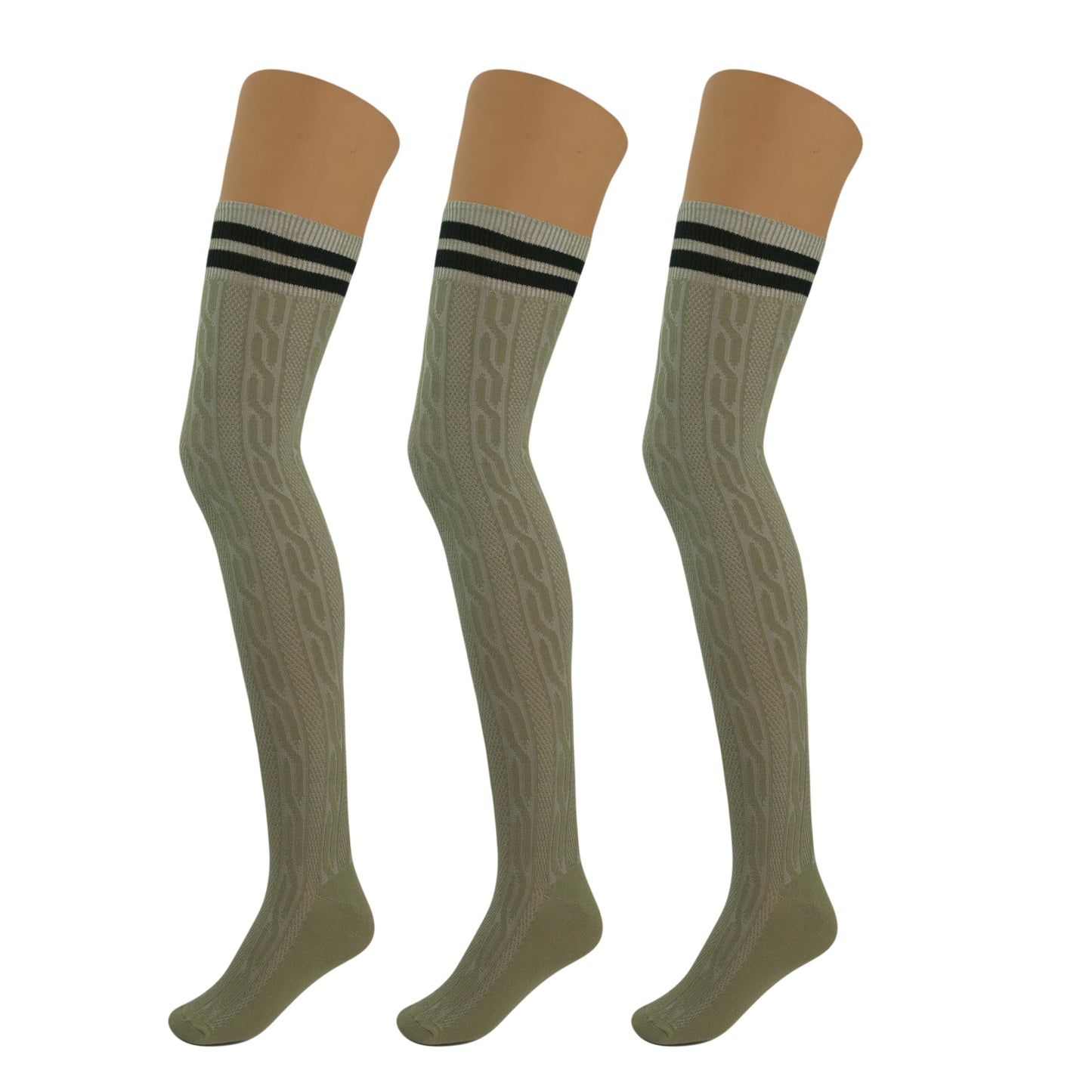 3 Pairs Women’s Over Knee Socks Warm Stretchy Knit Boot Stockings US Size 5-10