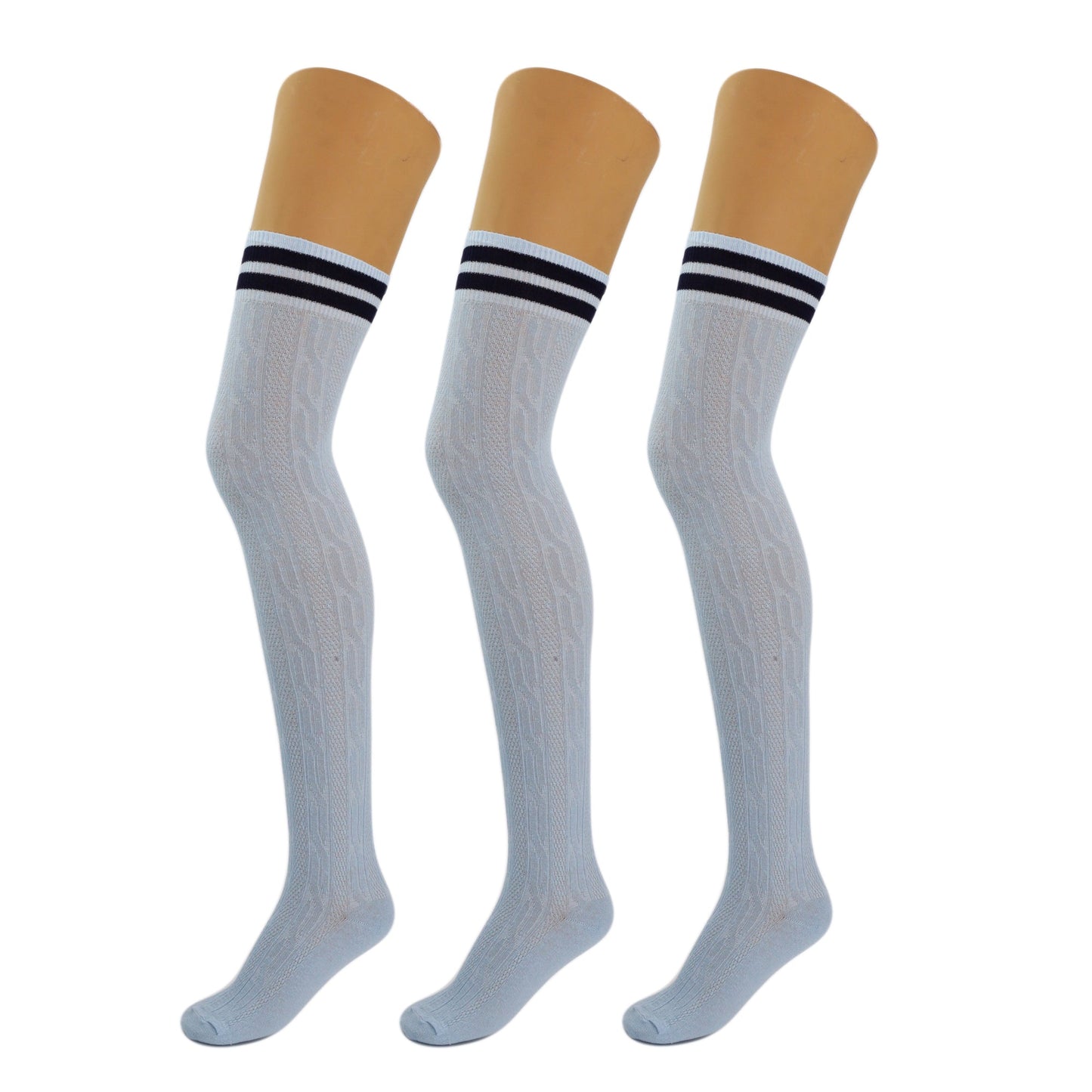 3 Pairs Women’s Over Knee Socks Warm Stretchy Knit Boot Stockings US Size 5-10