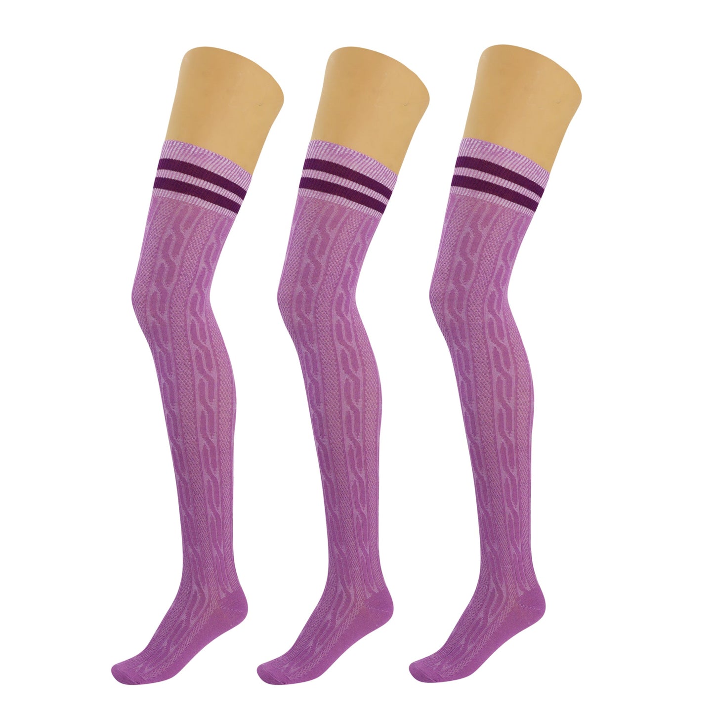 3 Pairs Women’s Over Knee Socks Warm Stretchy Knit Boot Stockings US Size 5-10