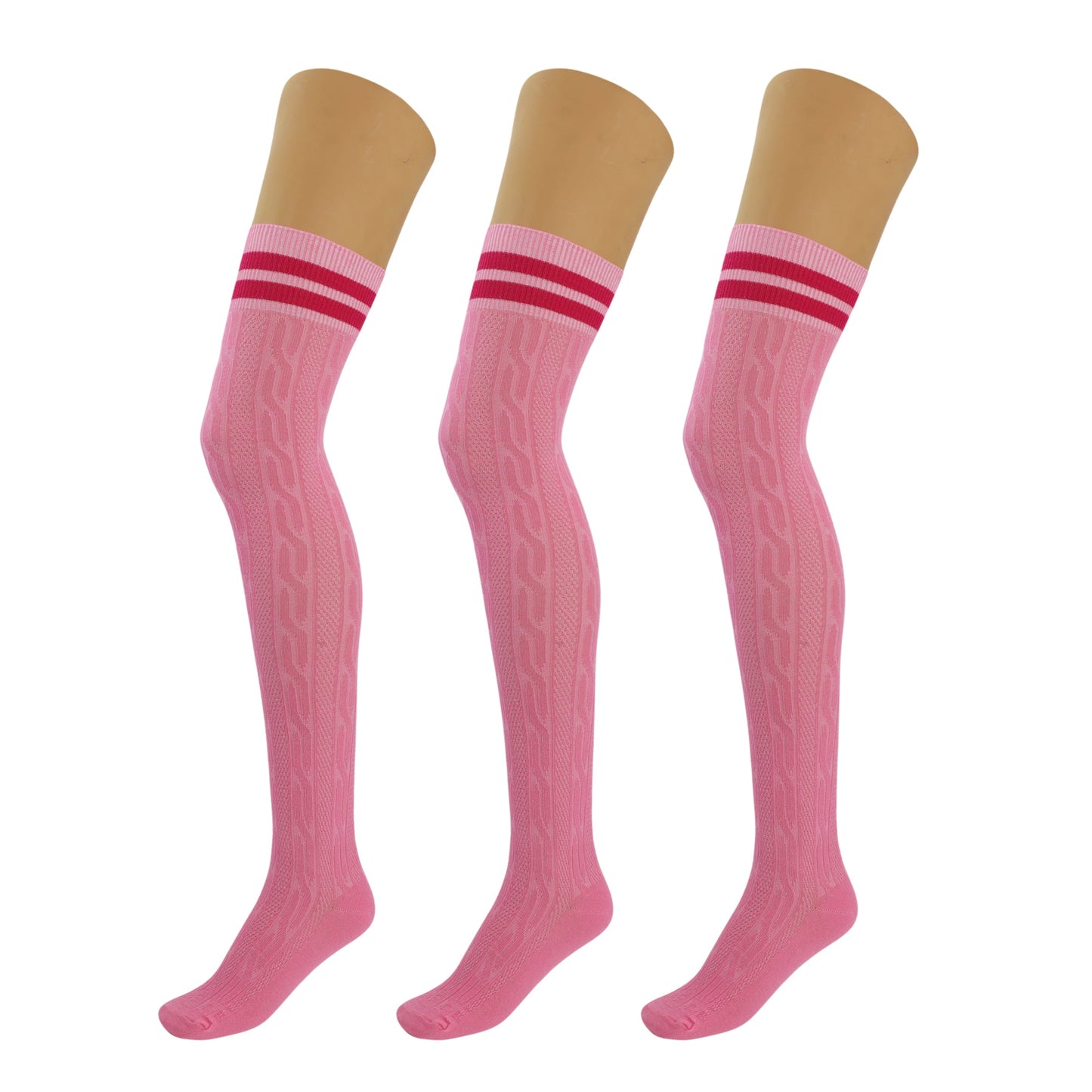 3 Pairs Women’s Over Knee Socks Warm Stretchy Knit Boot Stockings US Size 5-10