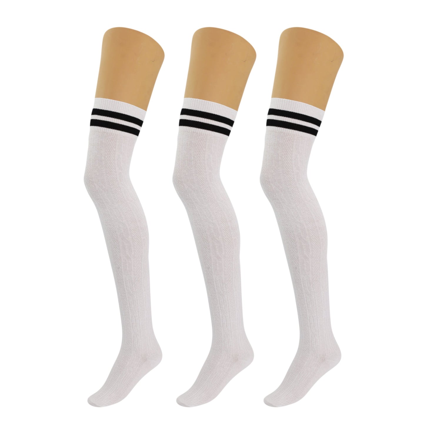 3 Pairs Women’s Over Knee Socks Warm Stretchy Knit Boot Stockings US Size 5-10