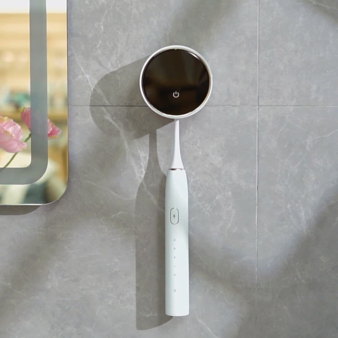 Smart Toothbrush Dryer Wall Mount USB LED Display Rotating Sterilizer ABS White