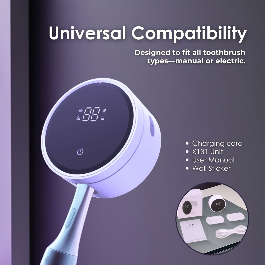 Smart Toothbrush Dryer Wall Mount USB LED Display Rotating Sterilizer ABS White