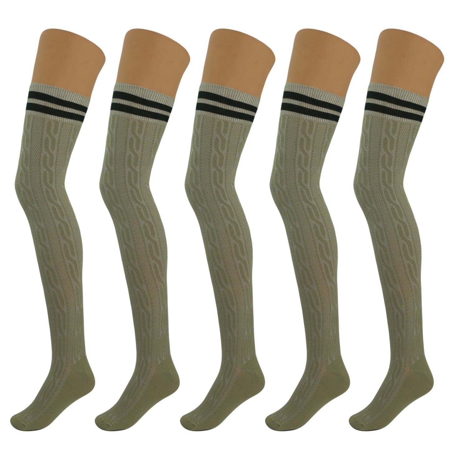 5 Pairs Over the Knee Thigh High Cotton Socks Women Soft Warm Stretchy Stockings
