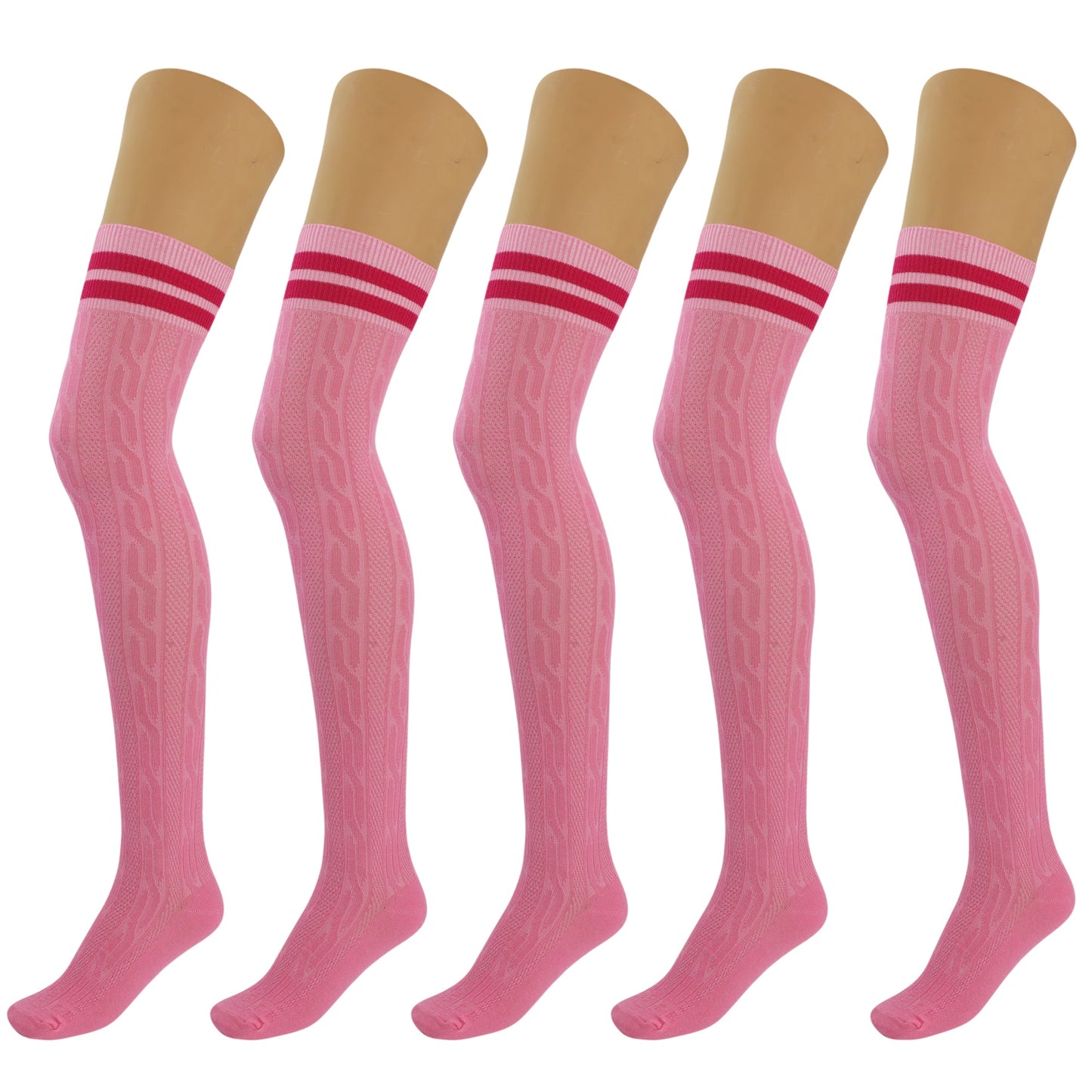5 Pairs Over the Knee Thigh High Cotton Socks Women Soft Warm Stretchy Stockings