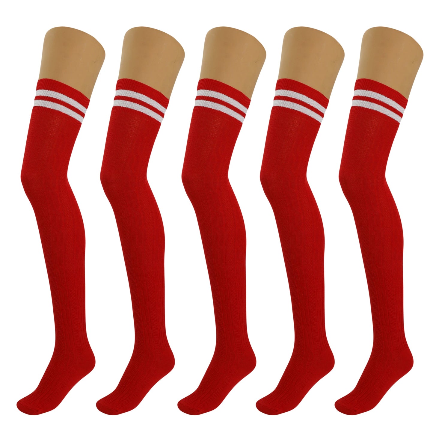 5 Pairs Over the Knee Thigh High Cotton Socks Women Soft Warm Stretchy Stockings