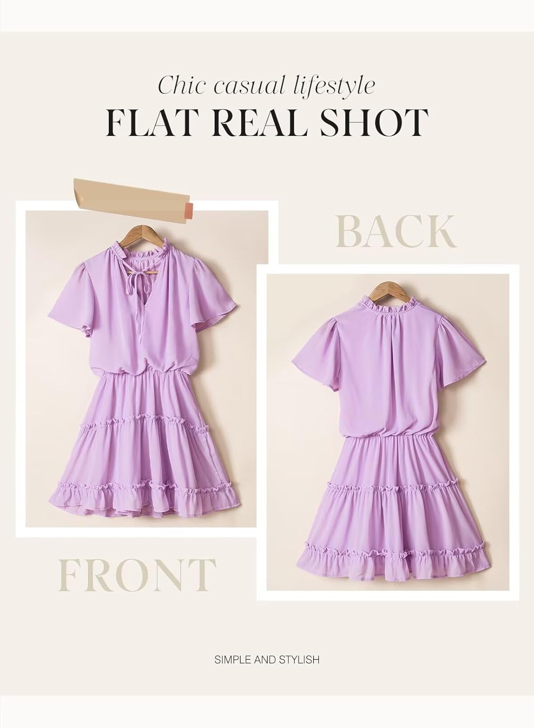 Womens V Neck Chiffon Mini Dress Short Sleeve Ruffle Summer Flowy Skirt