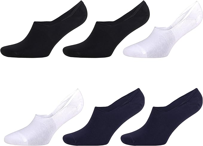 6 Pairs Men’s Bamboo No Show Loafer Socks Moisture Wicking Soft Size 8-11.5