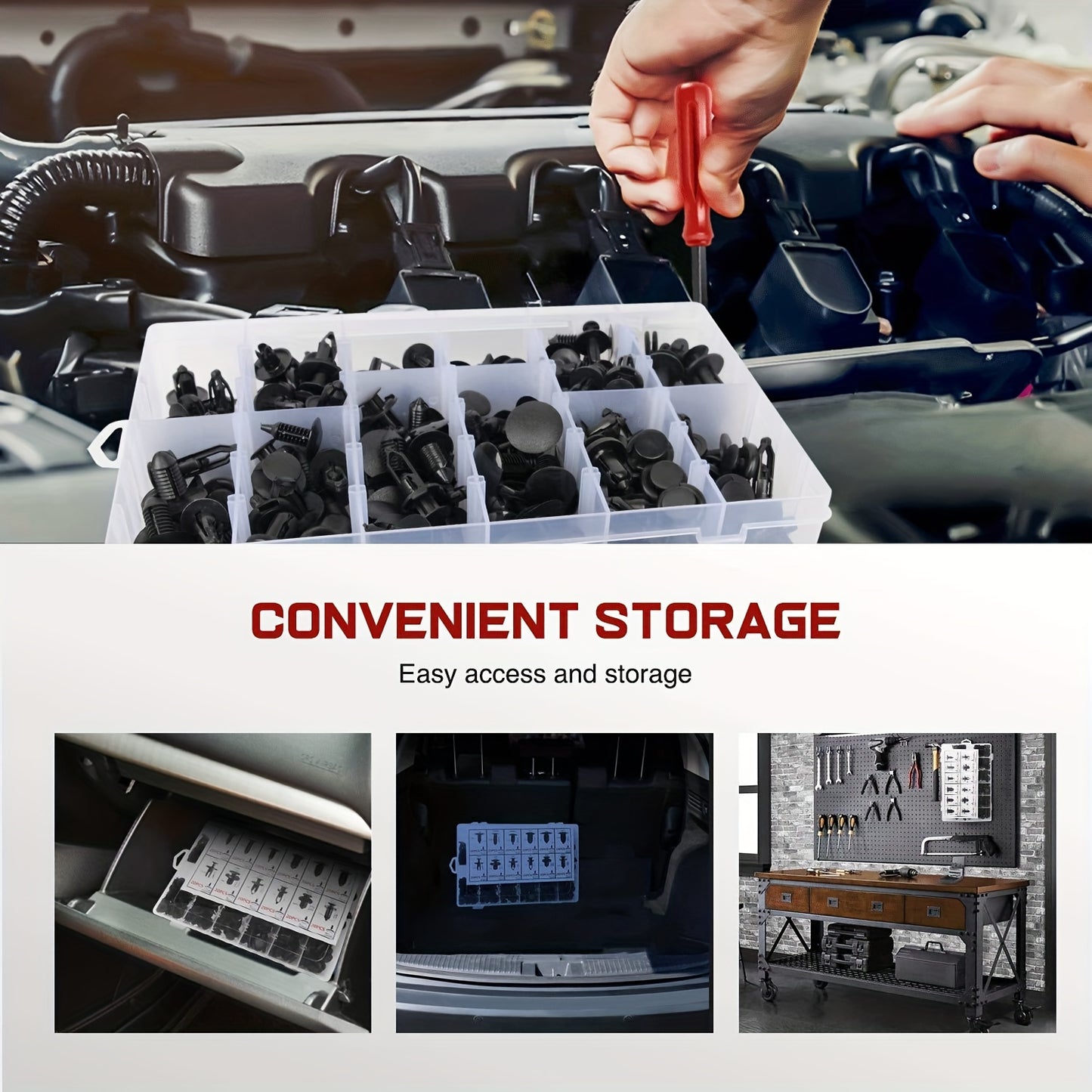 250pcs Universal Car Bumper Clips & Push Rivet Fasteners Kit with Box