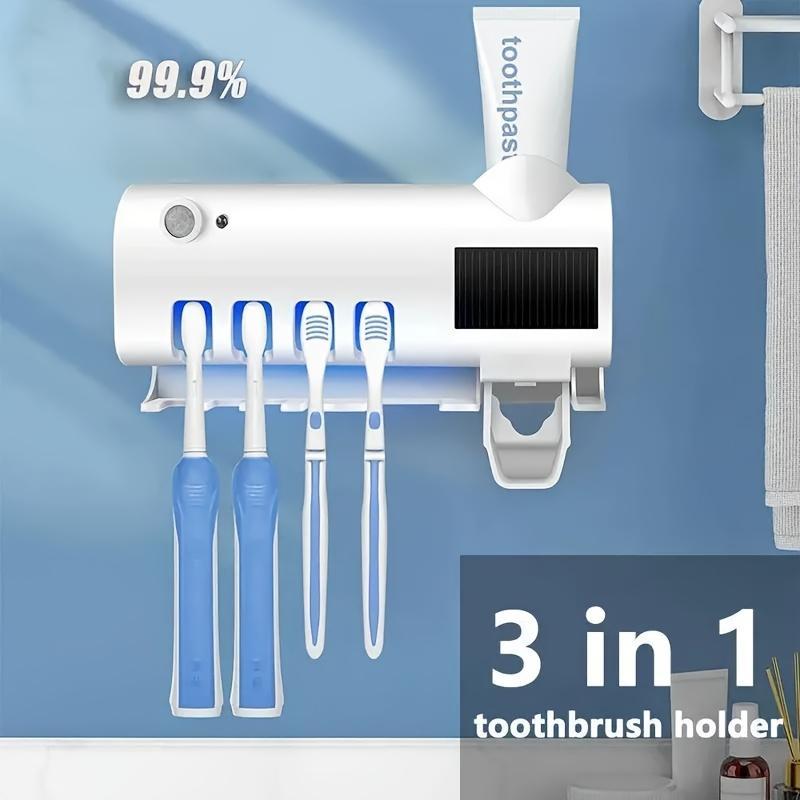 Wall Mount Toothbrush Sterilizer USB Solar Rechargeable Stand Smart Dryer 400mAh
