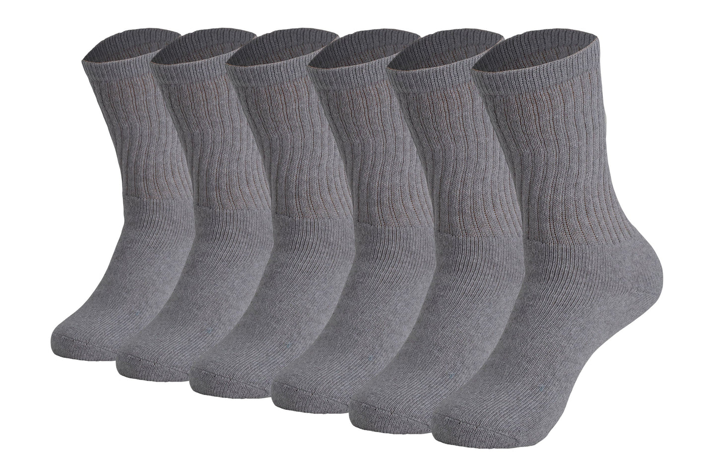 Men’s Crew Socks 6 Pairs Cotton Cushioned Breathable Athletic Size 5-11 Fit