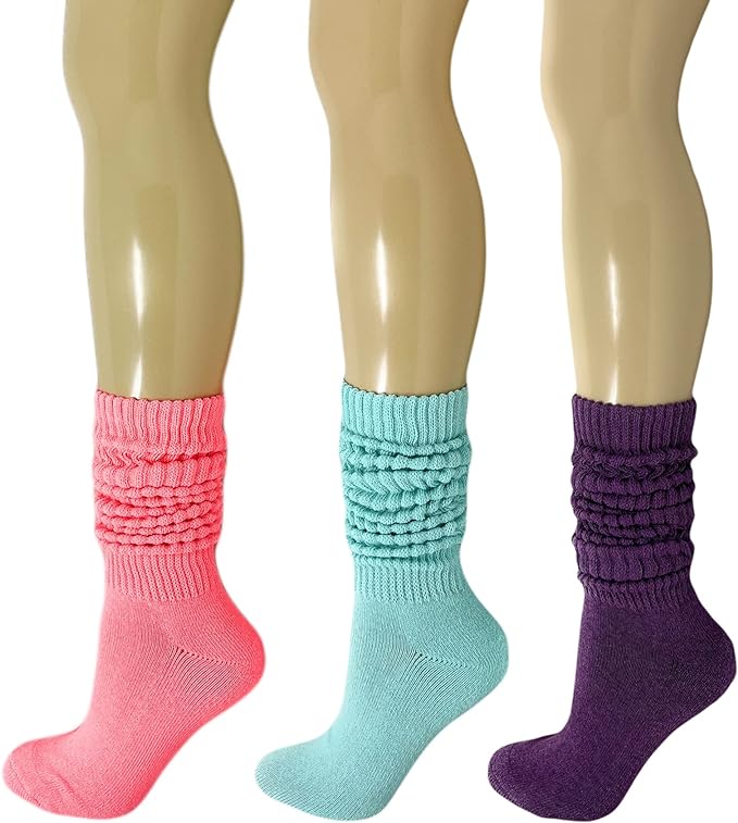 Women's Cotton Slouch Socks Thick Cushioned 3 Pack Retro Fit Breathable 5-10