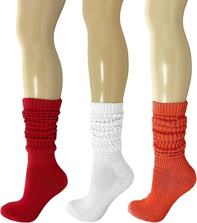 Women's Cotton Slouch Socks Thick Cushioned 3 Pack Retro Fit Breathable 5-10