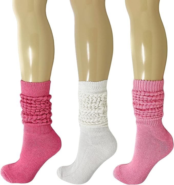 Women's Cotton Slouch Socks Thick Cushioned 3 Pack Retro Fit Breathable 5-10