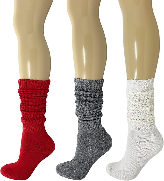 Women's Cotton Slouch Socks Thick Cushioned 3 Pack Retro Fit Breathable 5-10