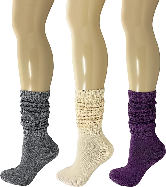 Women's Cotton Slouch Socks Thick Cushioned 3 Pack Retro Fit Breathable 5-10