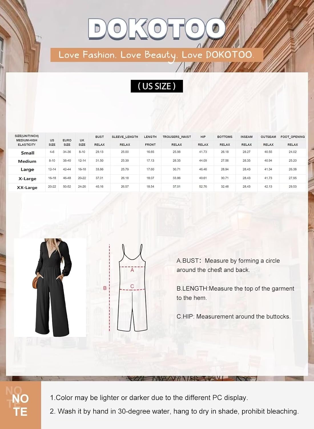 Womens 2XL Long Sleeve V Neck Jumpsuit with Pockets Wide Leg One Piece Outfit
