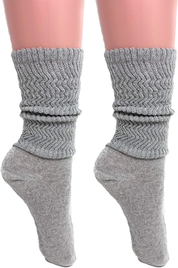 2 Pairs Women's Cotton Slouch Socks Size 9-11 – Soft Breathable Thin Yoga Crew