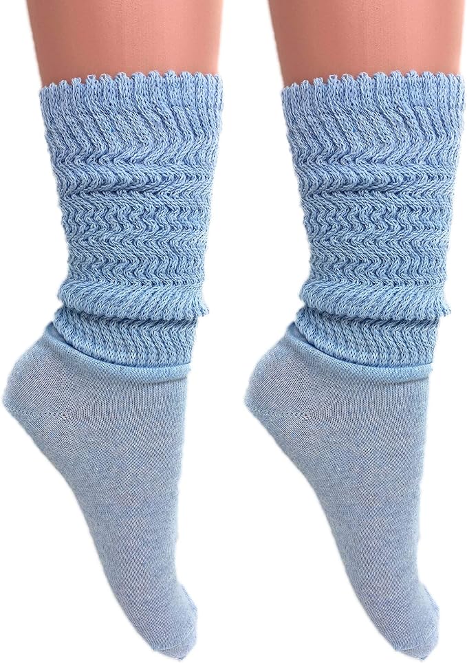 2 Pairs Women's Cotton Slouch Socks Size 9-11 – Soft Breathable Thin Yoga Crew