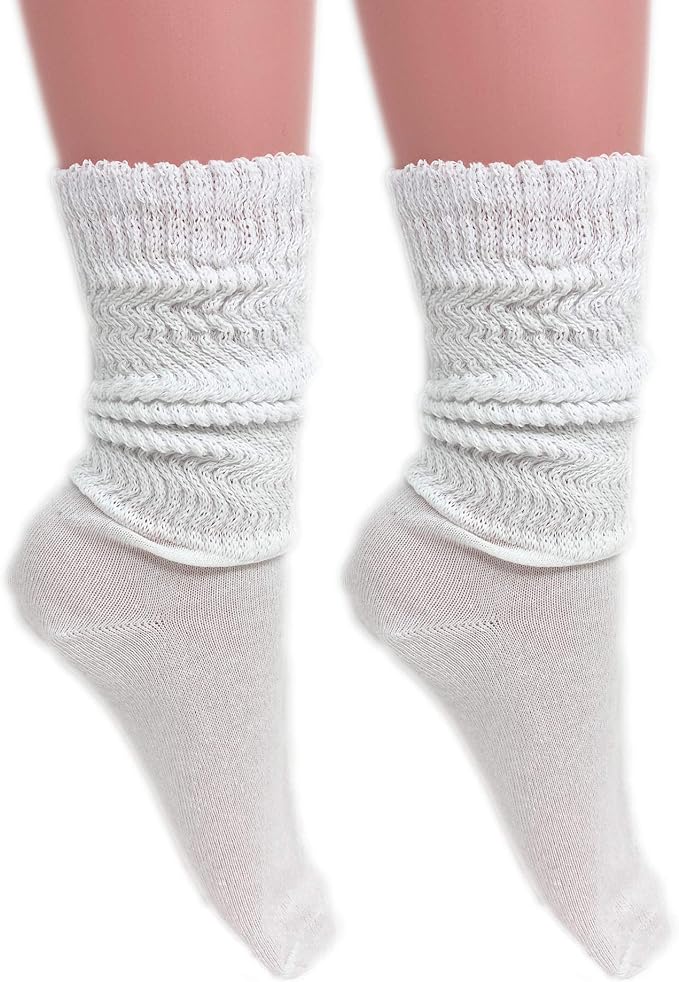 2 Pairs Women's Cotton Slouch Socks Size 9-11 – Soft Breathable Thin Yoga Crew