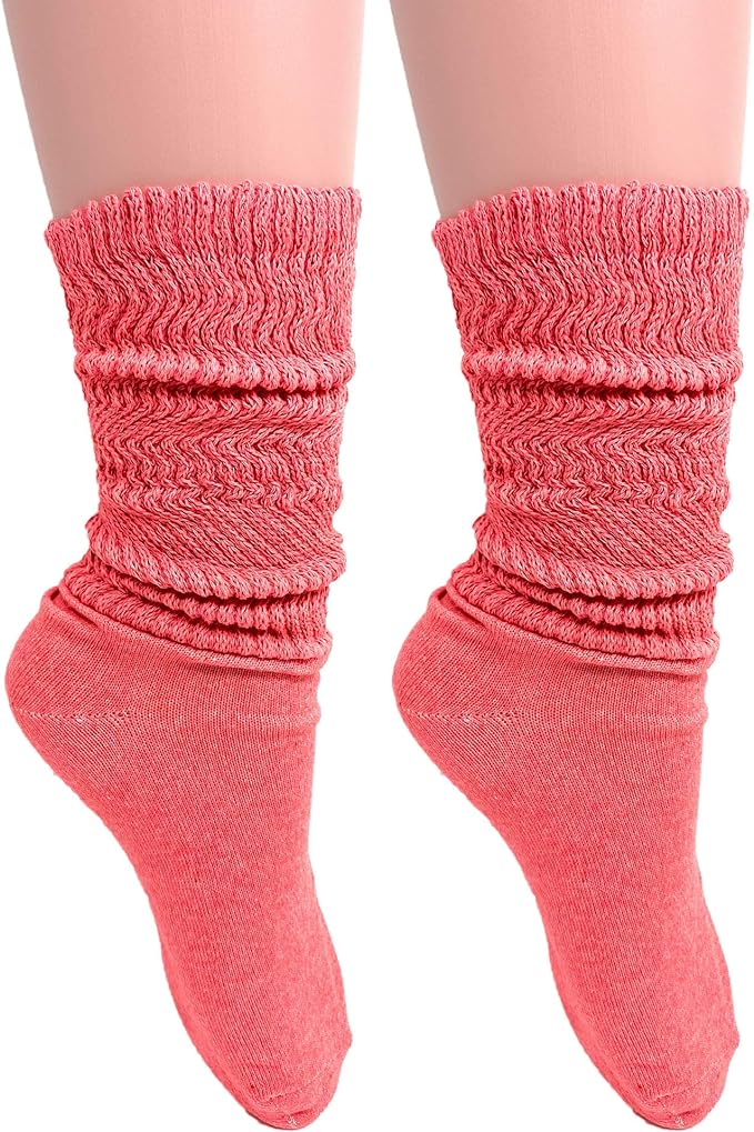 2 Pairs Women's Cotton Slouch Socks Size 9-11 – Soft Breathable Thin Yoga Crew
