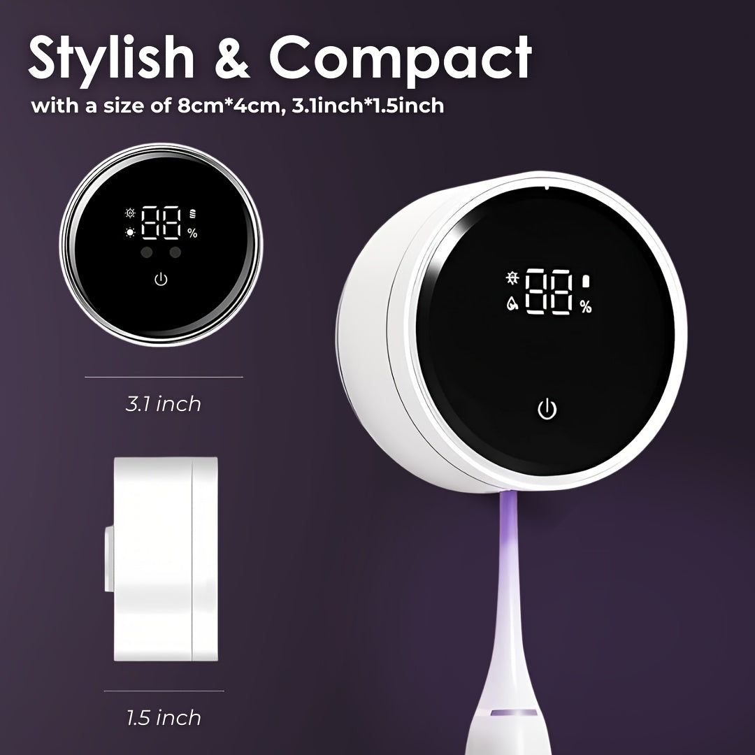 Smart Toothbrush Dryer Wall Mount USB LED Display Rotating Sterilizer ABS White