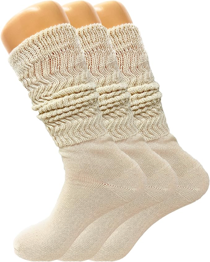 3 Pairs Women's Knee High Slouch Socks for Boots Dance Fall Soft Cotton Size 9-11