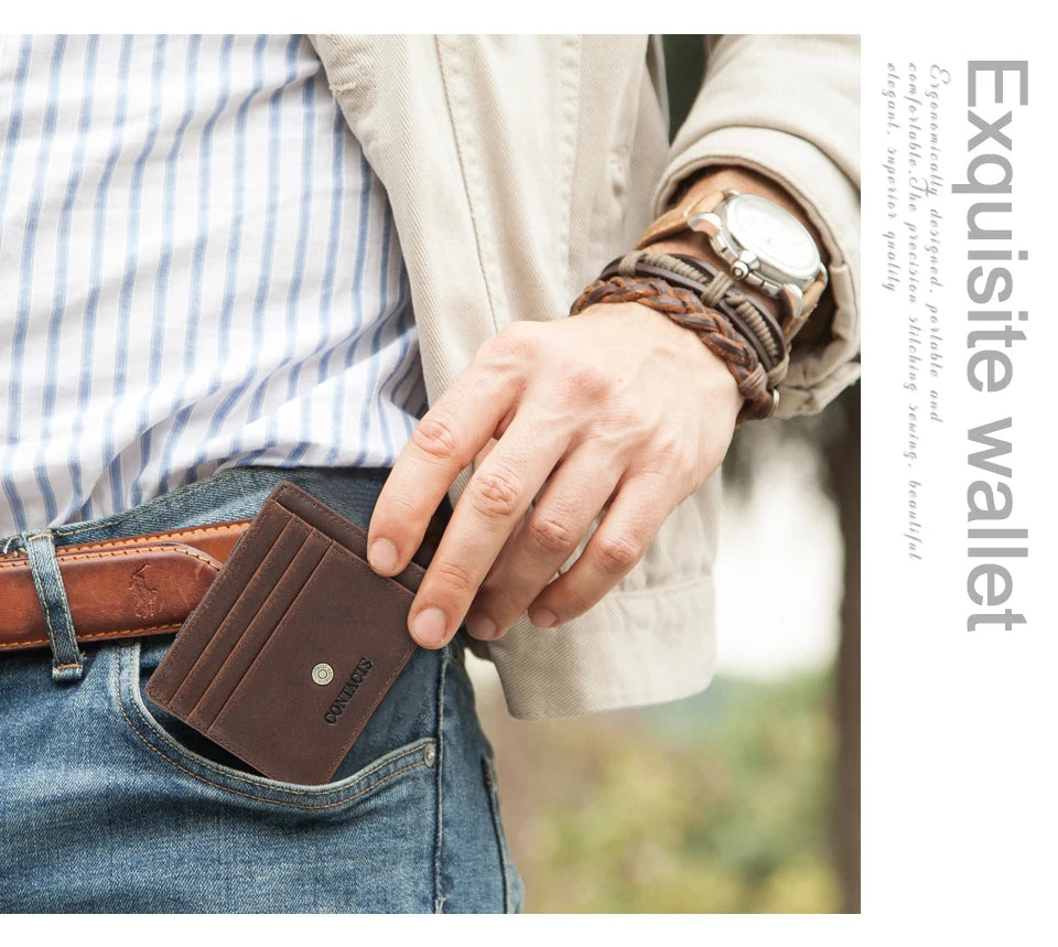 Genuine Leather RFID-Blocking Card Holder Wallet – Slim & Secure Design