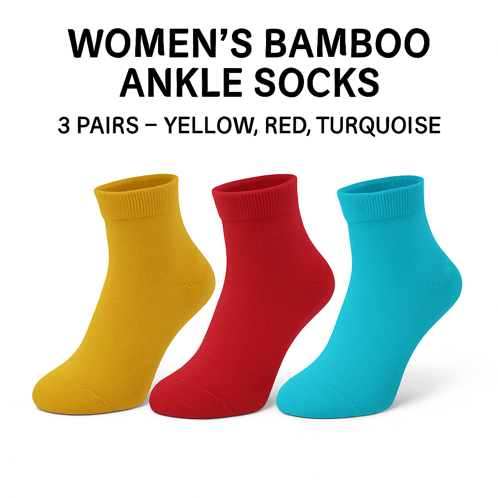 Women's Bamboo Ankle Socks 3 Pairs Seamless Breathable One Size Odor-Free
