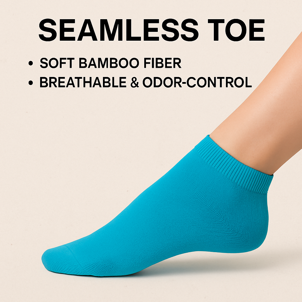 Women's Bamboo Ankle Socks 3 Pairs Seamless Breathable One Size Odor-Free