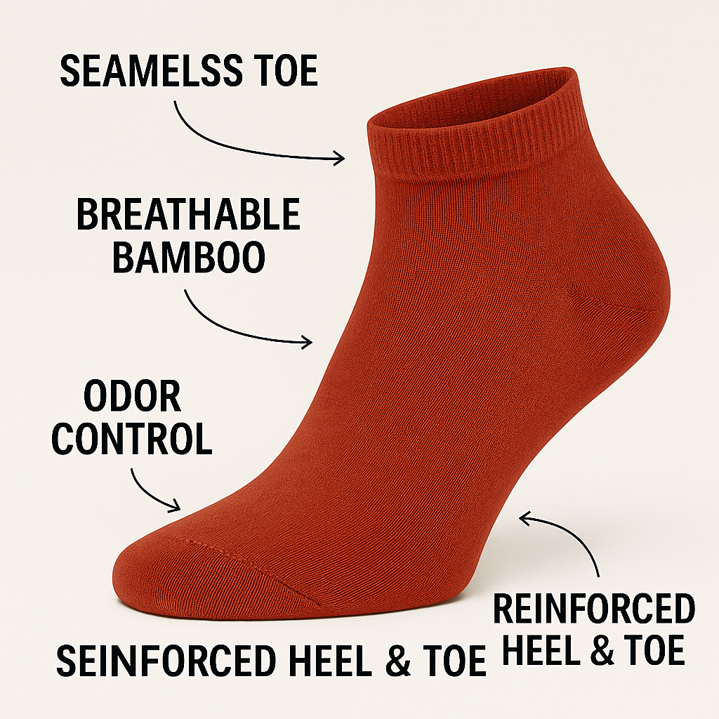 Women's Bamboo Ankle Socks 3 Pairs Seamless Breathable One Size Odor-Free