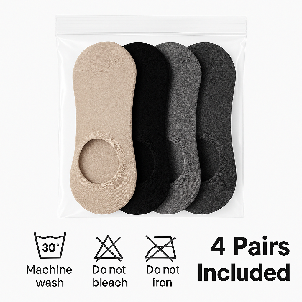 Mens Bamboo No Show Socks 4 Pairs Odor Control Seamless Toe Organic Soft