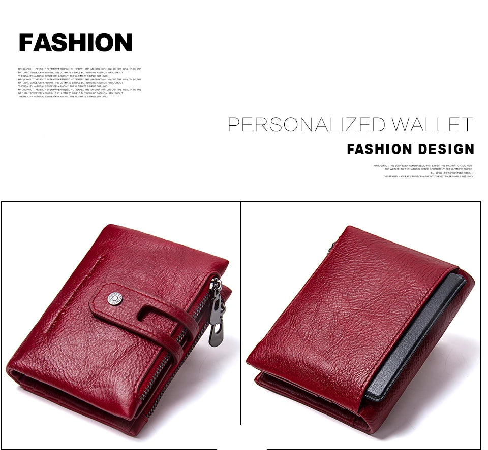 Men's Genuine Leather Small Zipper Wallet - RFID Coin Purse & Card Holder