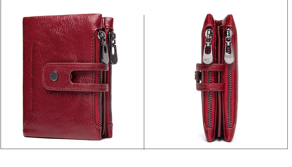 Men's Genuine Leather Small Zipper Wallet - RFID Coin Purse & Card Holder